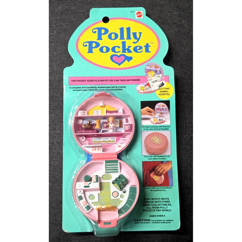 Vintage Polly Pocket 1989 Button's Animal Hospital Bluebird NEW SEALED